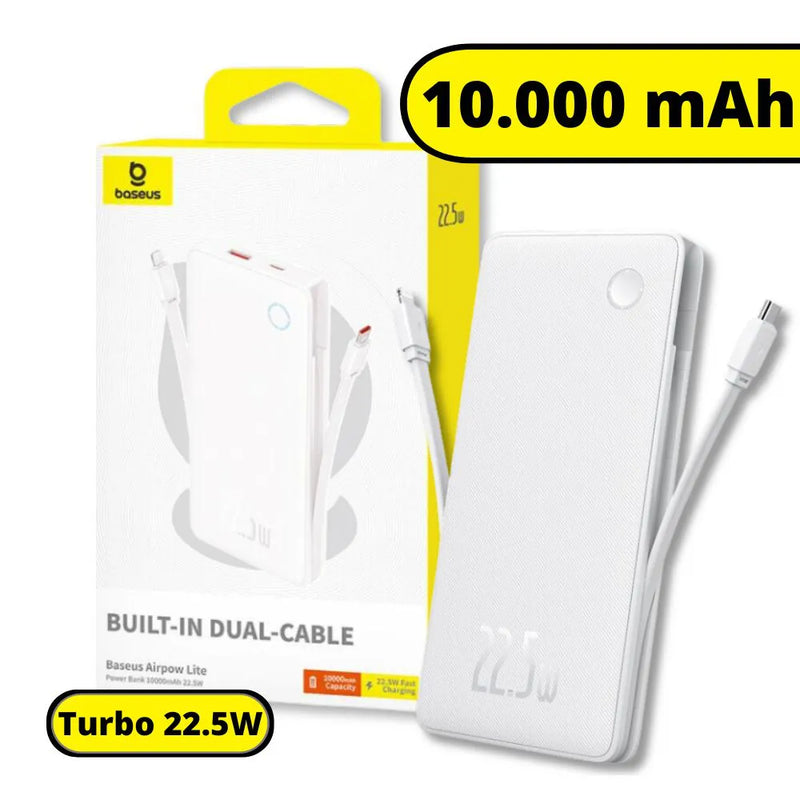 Carregador Portátil PowerBank Turbo 22.5W Airpow Lite 10.000mAh - Branco - Baseus